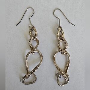 JAI 925 Sterling Silver Floral Twist Drop Earrings